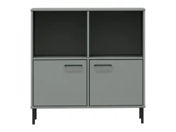 Biblioteca| Estante c/ pernas metal 90x35x90,5 cm madeira maciça OSLO cinza PT952917 Cinzento