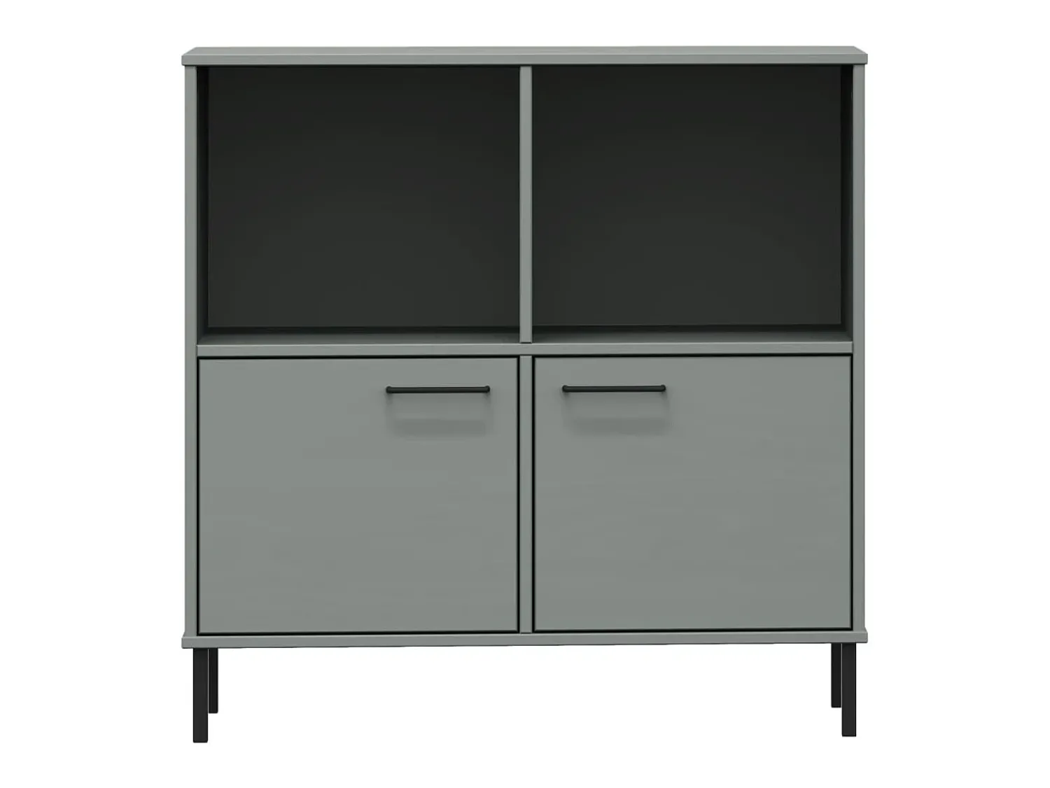 Biblioteca| Estante c/ pernas metal 90x35x90,5 cm madeira maciça OSLO cinza PT952917 Cinzento