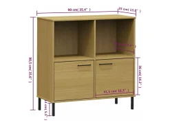vidaxl Estante c/ pernas metal 90x35x90,5 cm madeira OSLO^ Vitrina