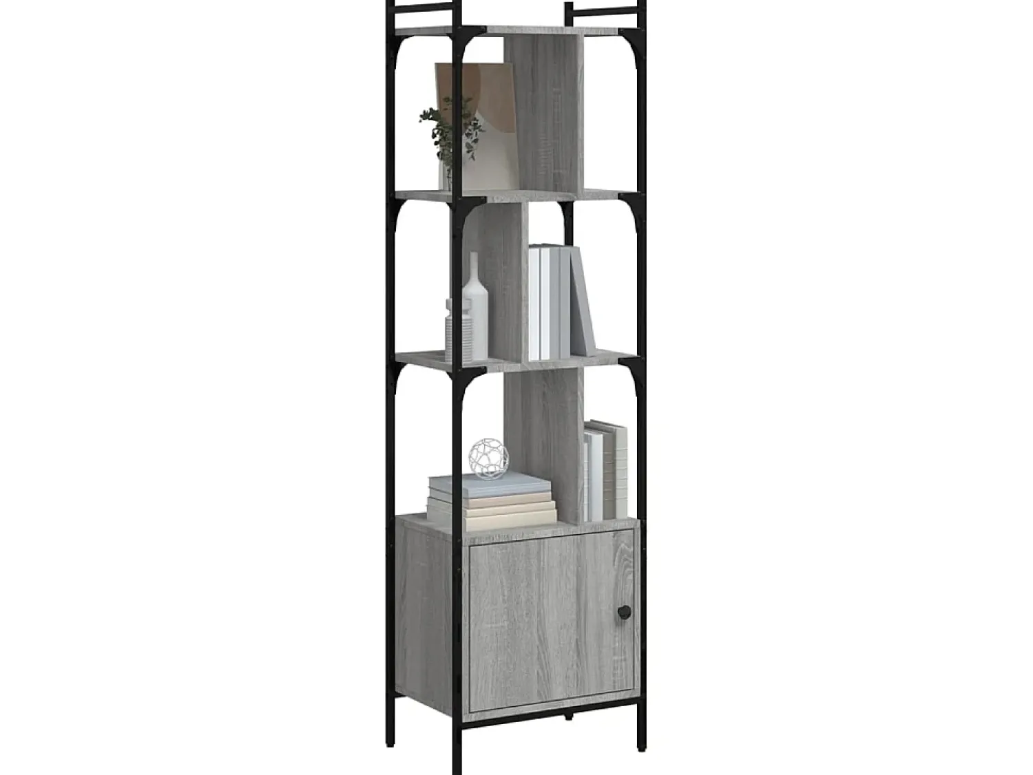 Biblioteca| Estante c/ porta 44,5x30x154,5 cm deriv. madeira cinza sonoma PT625319 Cinzento