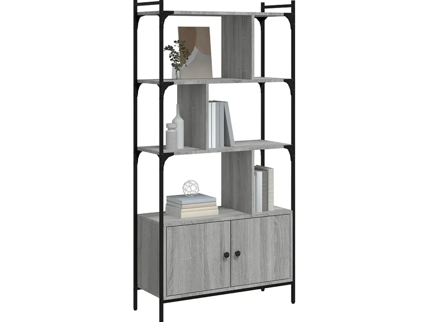 Best Estante c/ portas 76,5x30x154,5 cm deriv. madeira cinza sonoma PT390414 Cinzento