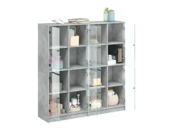 Biblioteca| Estante c/ portas 136x37x142 cm derivados madeira cinza cimento PT707234 Cinzento