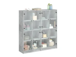 Biblioteca| Estante c/ portas 136x37x142 cm derivados madeira cinza cimento PT707234 Cinzento