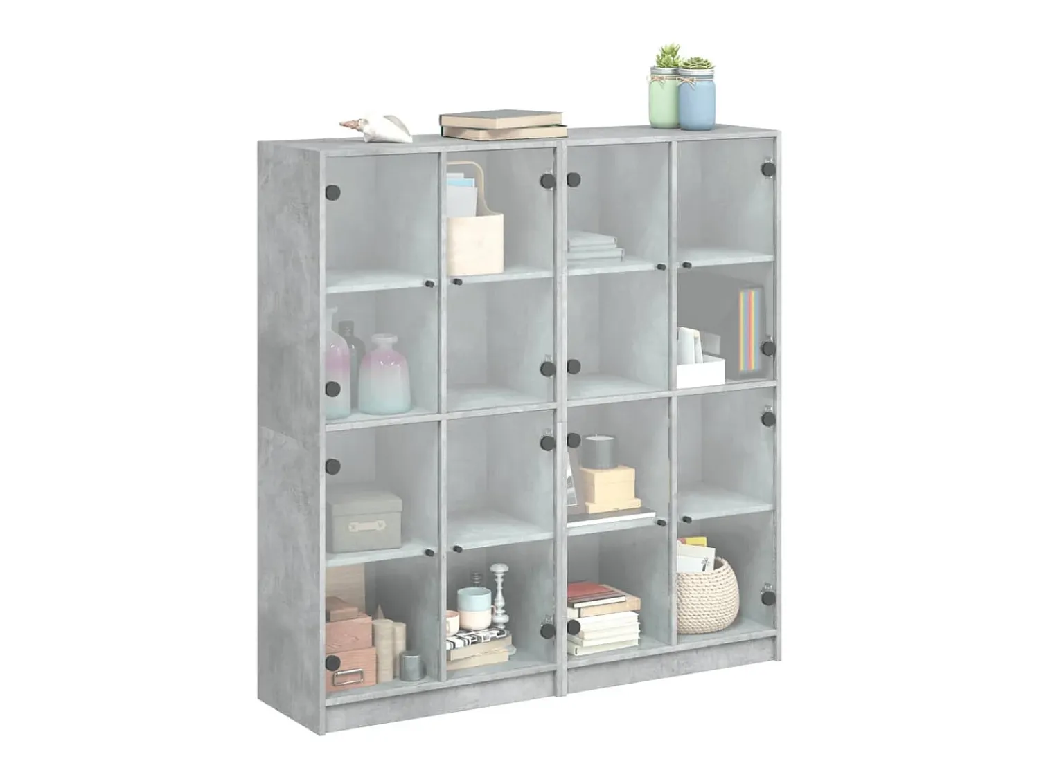 Biblioteca| Estante c/ portas 136x37x142 cm derivados madeira cinza cimento PT707234 Cinzento