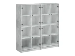 Biblioteca| Estante c/ portas 136x37x142 cm derivados madeira cinza cimento PT707234 Cinzento