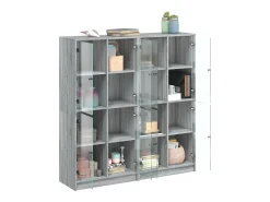 Biblioteca| Estante c/ portas 136x37x142 cm derivados madeira cinza sonoma PT687537 Cinzento