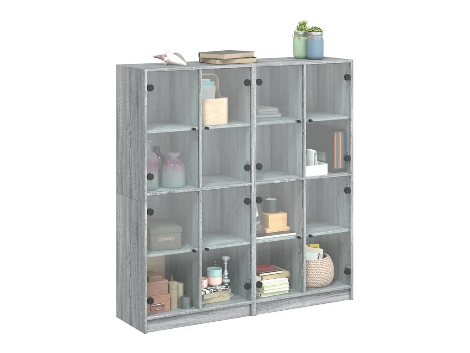 Biblioteca| Estante c/ portas 136x37x142 cm derivados madeira cinza sonoma PT687537 Cinzento