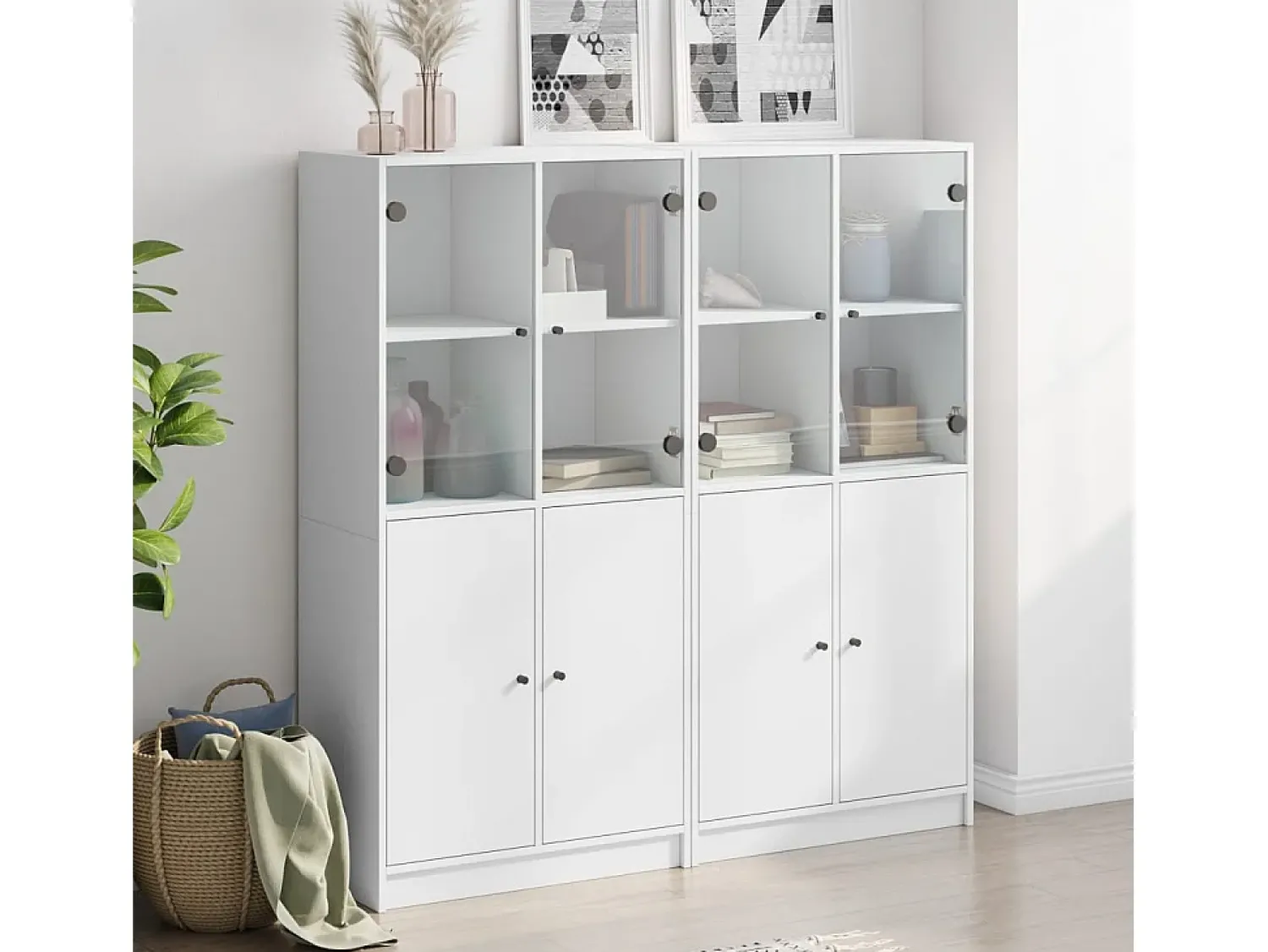 Biblioteca* Estante c/ portas 136x37x142 cm derivados de madeira PT489377 Branco