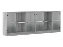Estante c/ portas 204x37x75 cm derivados madeira cinza sonoma PT644193^ Biblioteca