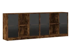 vidaxl Estante c/ portas 204x37x75 cm deriv. madeira carvalho fumado^ Vitrina