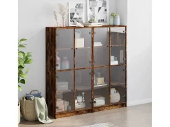 Estante c/ portas 136x37x142 cm deriv. madeira carvalho fumado PT737029^ Biblioteca