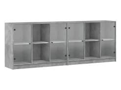 Estante c/ portas 204x37x75 cm derivados madeira cinza cimento PT521040^ Biblioteca