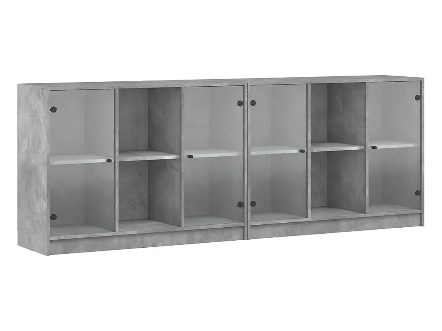 Estante c/ portas 204x37x75 cm derivados madeira cinza cimento PT521040^ Biblioteca