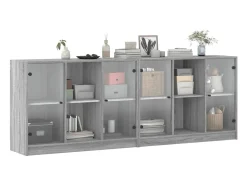 Best vidaxl Estante c/ portas 204x37x75 cm derivados madeira cinza sonoma Cinzento