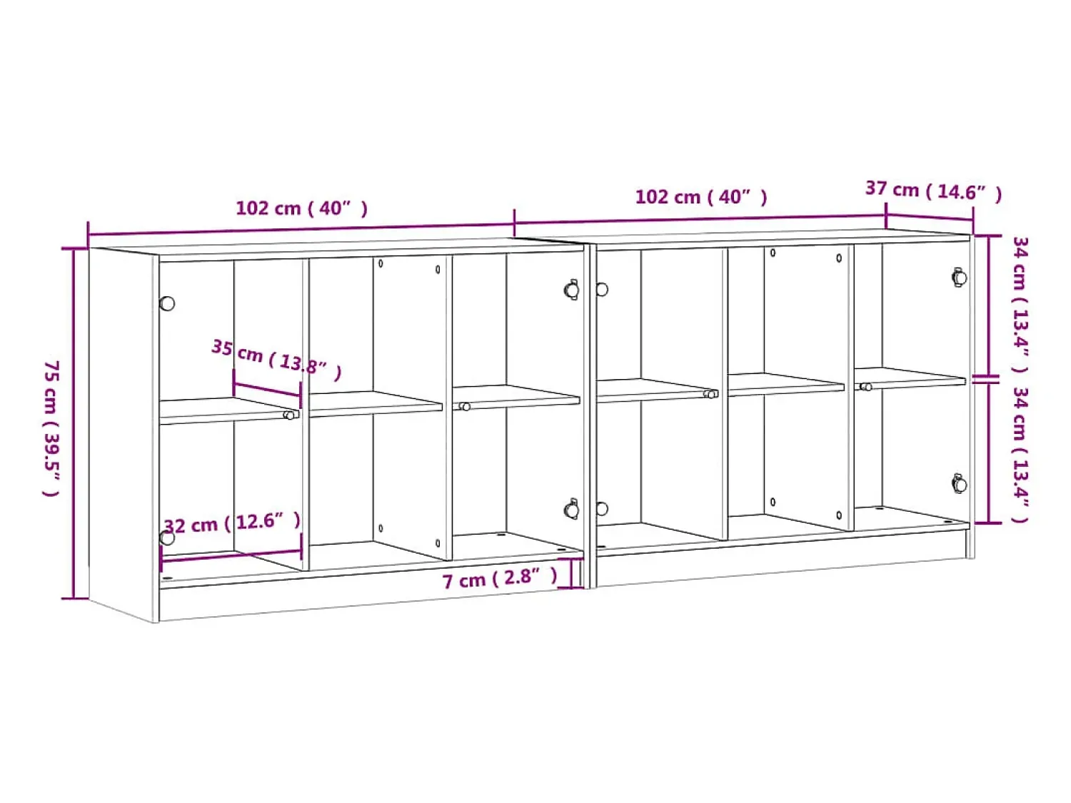 Best vidaxl Estante c/ portas 204x37x75 cm derivados madeira cinza sonoma Cinzento