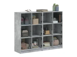 vidaxl Estante c/ portas 136x37x109 cm derivados madeira cinza cimento^ Vitrina