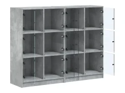 vidaxl Estante c/ portas 136x37x109 cm derivados madeira cinza cimento^ Vitrina