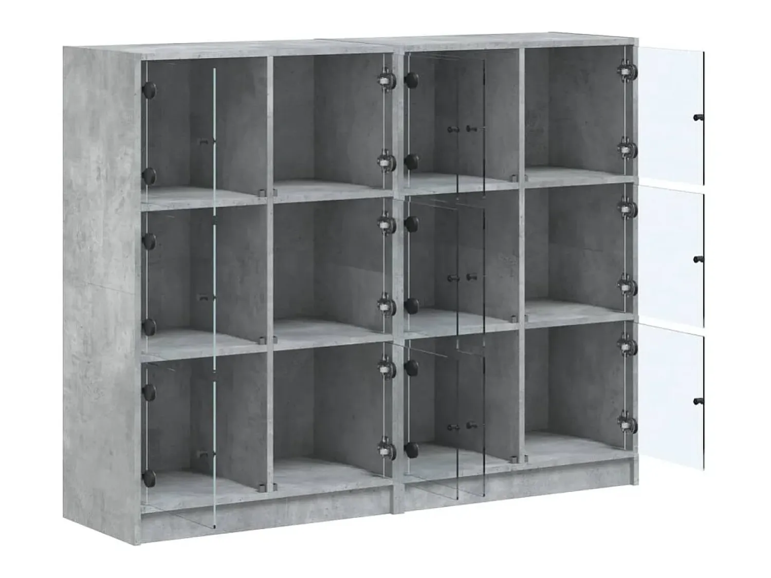 vidaxl Estante c/ portas 136x37x109 cm derivados madeira cinza cimento^ Vitrina