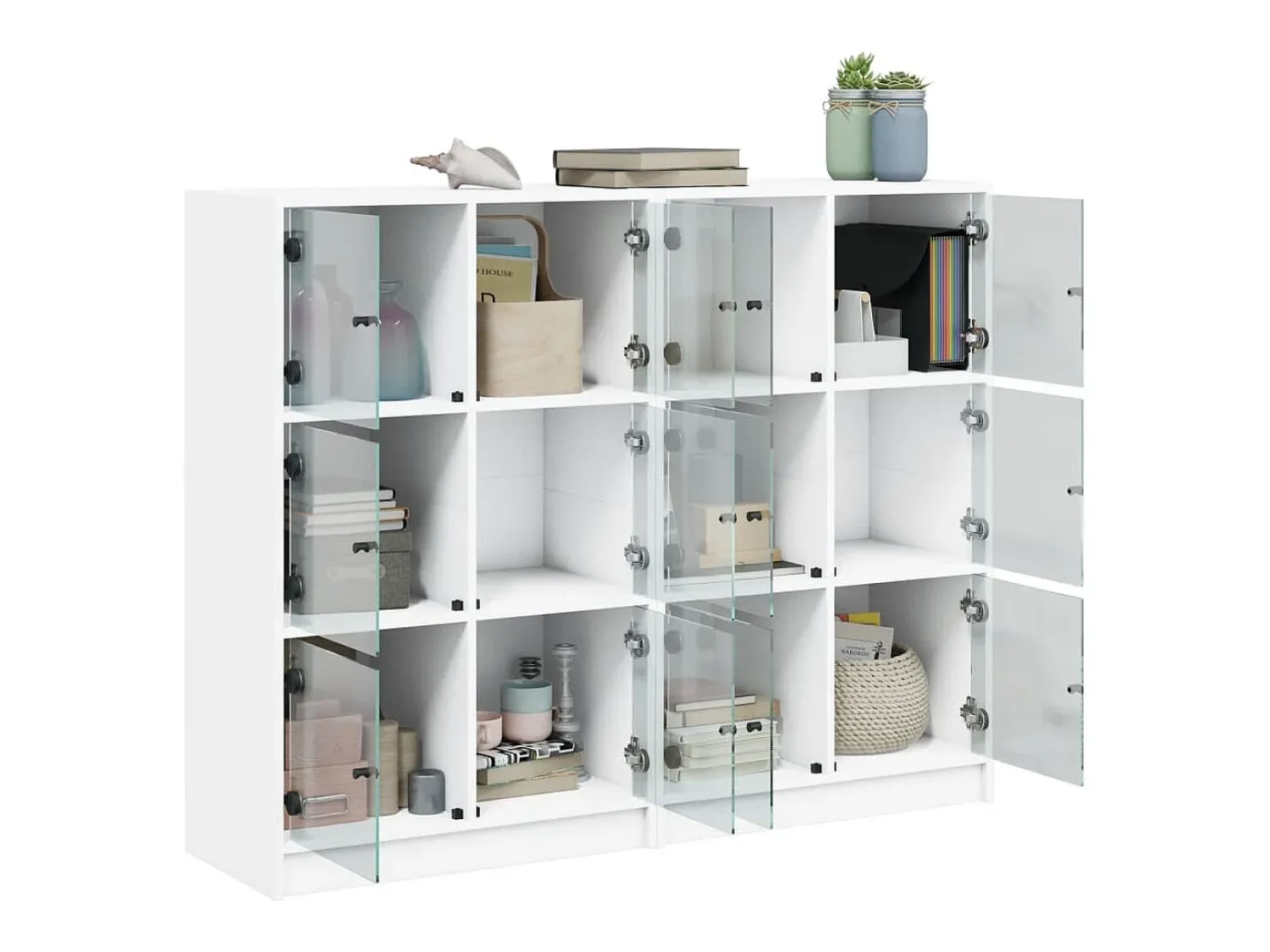 Biblioteca| Estante c/ portas 136x37x109 cm derivados madeira PT613745 Branco