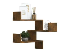 Prateleira*vidaxl Estante canto 2pcs 40x40x50cm derivados madeira carvalho fumado Castanho