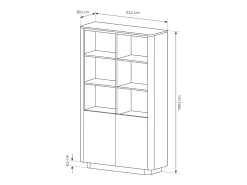 Estante, carvalho cremona, 113,2 x 190,1 x 38,1 cm^ Vitrina