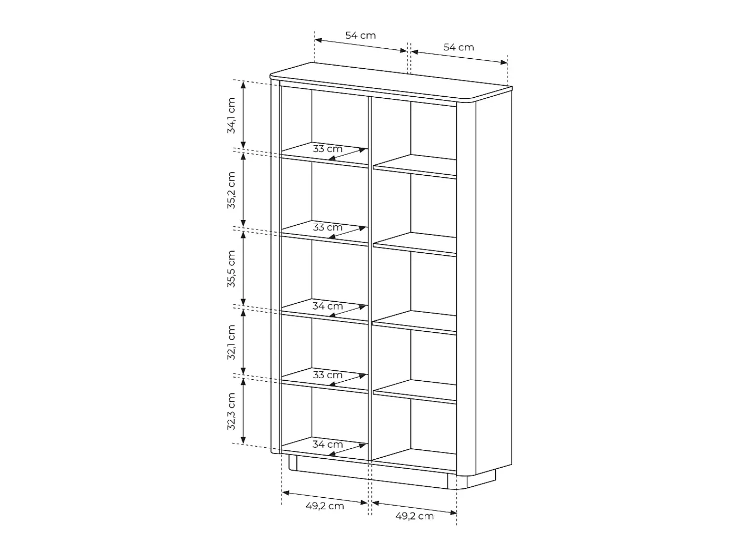 Estante, carvalho cremona, 113,2 x 190,1 x 38,1 cm^ Vitrina