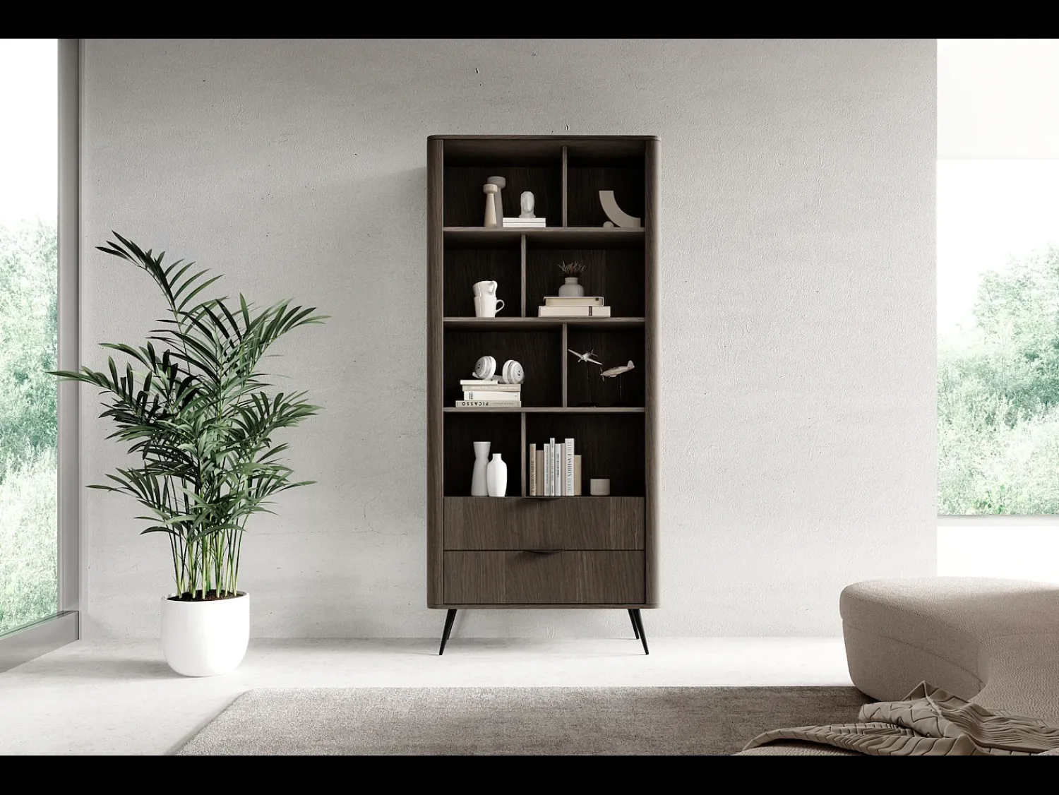 Estante, carvalho Dunin combinado com preto, 88,2 x 193,8 x 38 cm^ Vitrina