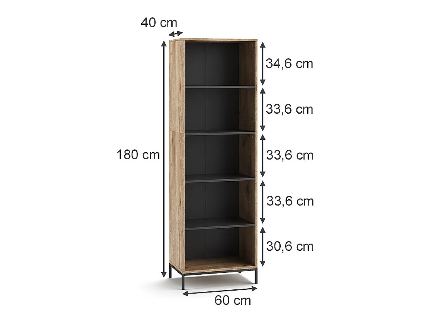 Prateleira|Vicco Estante carvalho viking 60x40x180 eliza Natural escuro