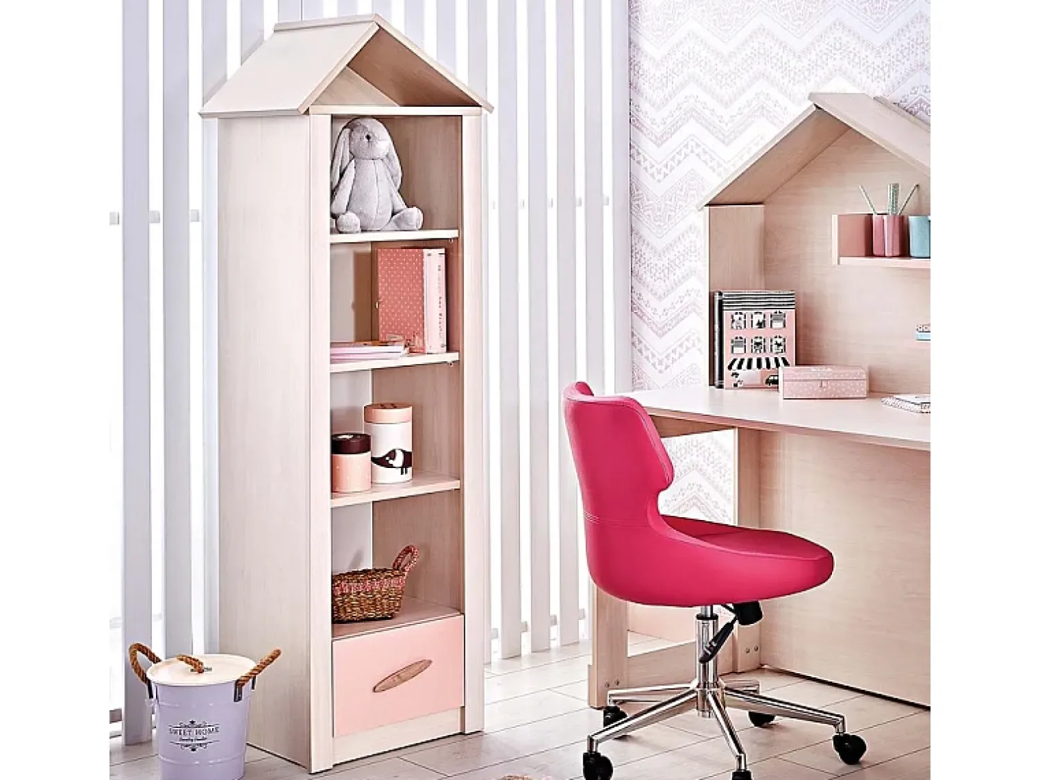 Prateleira| Estante casa com gaveta 164,4x47,4x41,3 cm Rosa