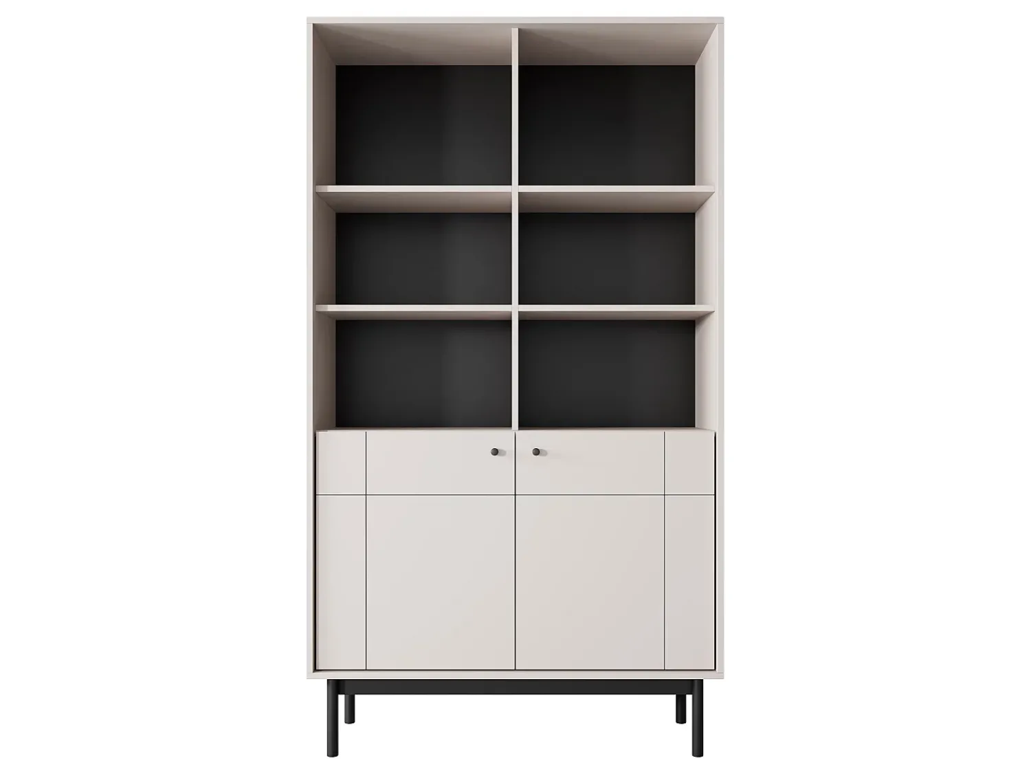New Estante: Caxemira, pés pretos, 103,5 x 184,6 x 39 cm Bege