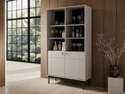 New Estante: Caxemira, pés pretos, 103,5 x 184,6 x 39 cm Bege