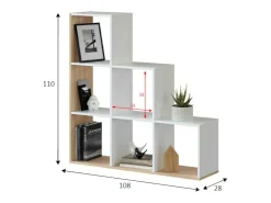 Dmora Estante Cincinnati, Estante dupla face com 6 compartimentos, Prateleira divisória para escritório, 108x28h110 cm, e Carvalho^ Biblioteca