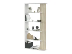 Sale Dmora Estante Columbia, Estante dupla face com 5 prateleiras, Prateleira divisória para escritório ou quarto, 90x25h180 cm, e Carvalho Branco