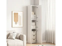 Clearance ESTANTE COLUNA BRANCA MODERNA DE PÉ ALTA 3 PORTAS 170 cm ARMÁRIO COM FECHADURA Branco