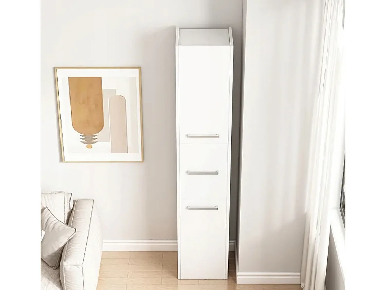 Clearance ESTANTE COLUNA BRANCA MODERNA DE PÉ ALTA 3 PORTAS 170 cm ARMÁRIO COM FECHADURA Branco
