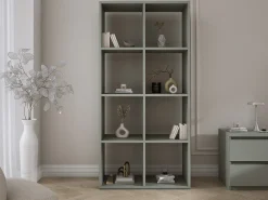 Biblioteca| Estante com 8 compartimentos – Cor: Aloé – 147 × 74 × 30 cm, vertical ou horizontal Verde