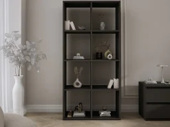 Biblioteca* Estante com 8 compartimentos – Cor: – 147 × 74 × 30 cm, vertical ou horizontal Preto