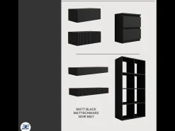 Biblioteca* Estante com 8 compartimentos – Cor: – 147 × 74 × 30 cm, vertical ou horizontal Preto