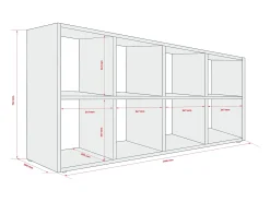 New Estante com 8 compartimentos – Cor: caramelo – 147 × 74 × 30 cm, vertical ou horizontal Castanho