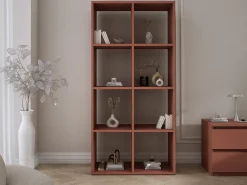 Estante com 8 compartimentos – Cor: Tijolo – 147 × 74 × 30 cm, vertical ou horizontal^ Biblioteca