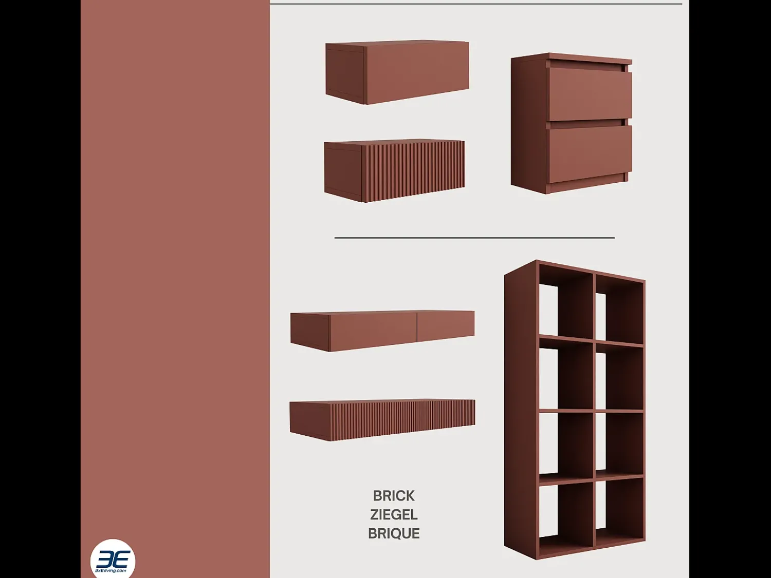 Estante com 8 compartimentos – Cor: Tijolo – 147 × 74 × 30 cm, vertical ou horizontal^ Biblioteca