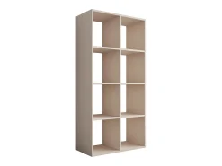 Biblioteca* Estante com 8 compartimentos – Cor: Caxemira – 147 × 74 × 30 cm, vertical ou horizontal Bege