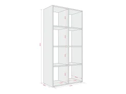 Biblioteca* Estante com 8 compartimentos – Cor: Caxemira – 147 × 74 × 30 cm, vertical ou horizontal Bege