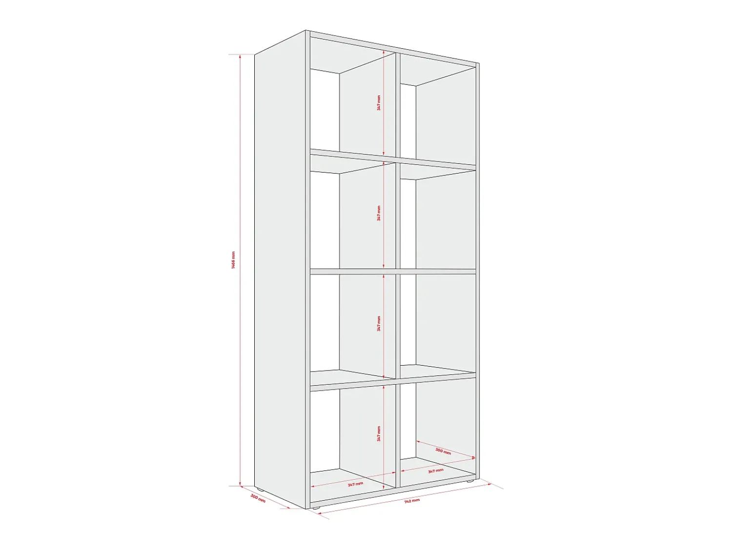 Biblioteca* Estante com 8 compartimentos – Cor: Caxemira – 147 × 74 × 30 cm, vertical ou horizontal Bege