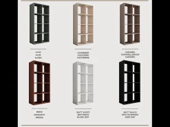 Biblioteca* Estante com 8 compartimentos – Cor: Caxemira – 147 × 74 × 30 cm, vertical ou horizontal Bege