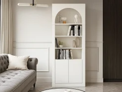 Biblioteca*Vente-unique Estante com 4 nichos e 2 portas - - CYMORA Branco