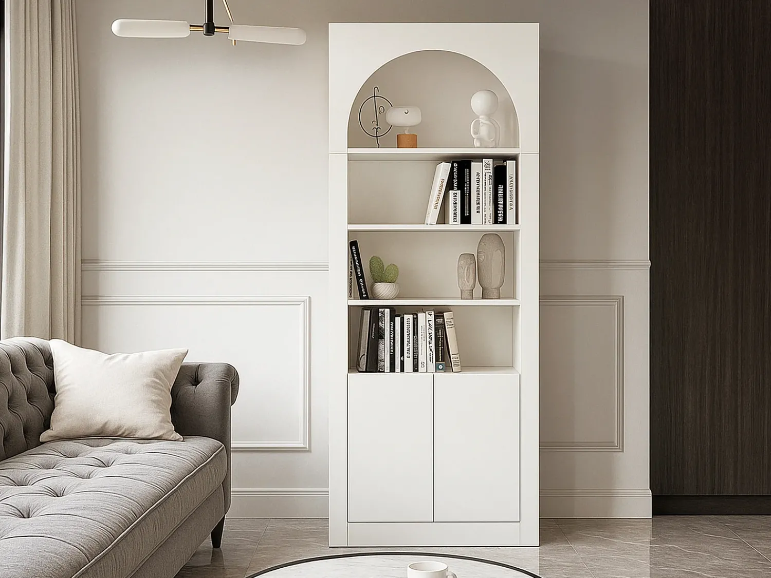 Biblioteca*Vente-unique Estante com 4 nichos e 2 portas - - CYMORA Branco