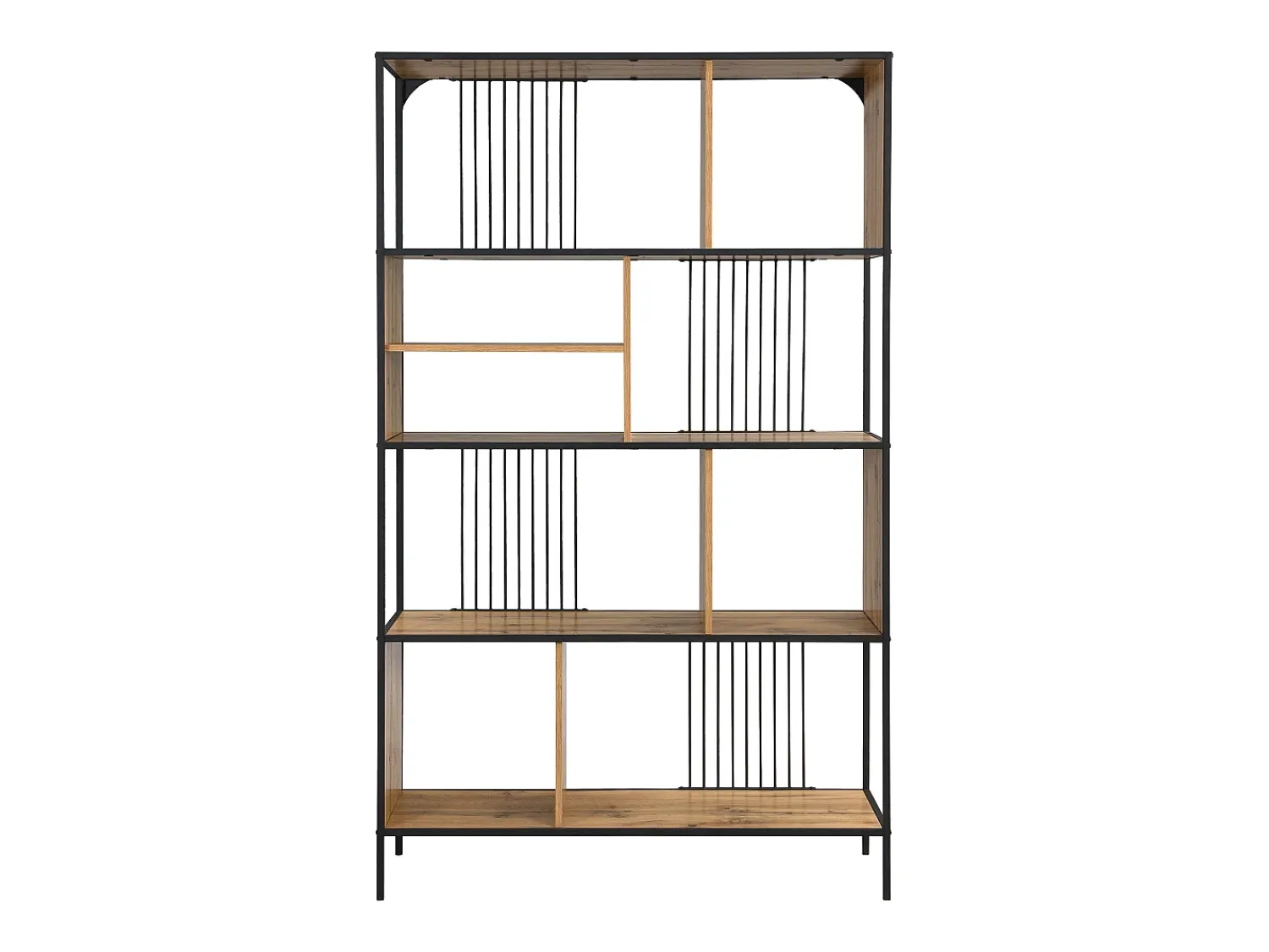 Prateleira|Vente-unique Estante com 9 nichos em MDF e aço natural e preto - LEMAVIA Natural claro