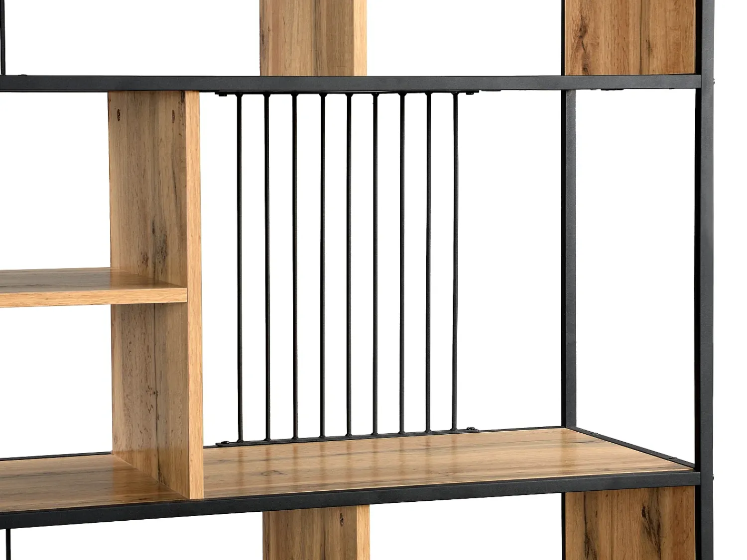 Prateleira|Vente-unique Estante com 9 nichos em MDF e aço natural e preto - LEMAVIA Natural claro