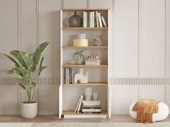 Sale Vente-unique Estante com 2 portas e 4 nichos - Branca e natural - LOTULA Natural claro / Branco